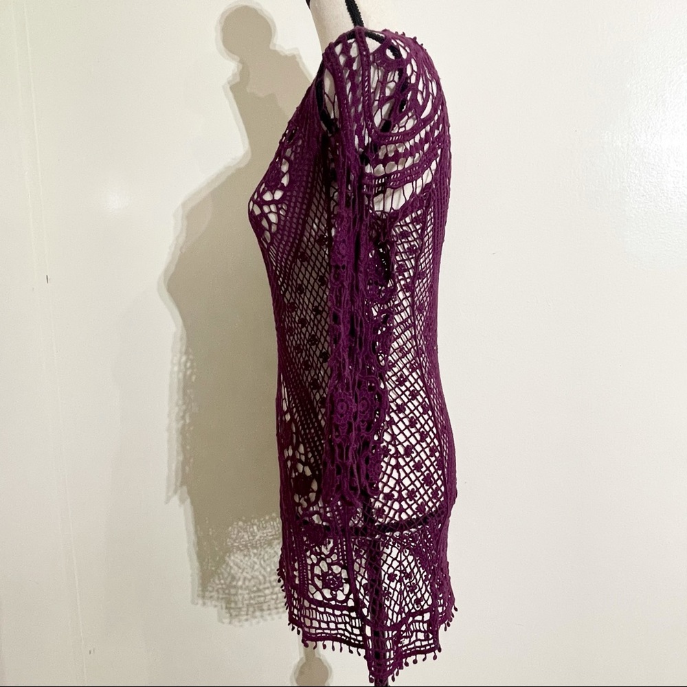 Umgee Lacy Mesh Long Sleeve Cover Up size Small - Picture 3 of 14